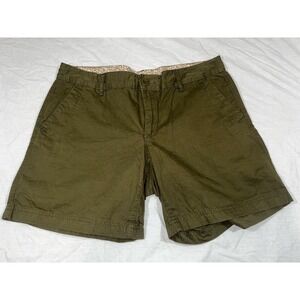 Eddie Bauer Olive‎ Green Cargo Shorts Women Size 6 Flat Front Button Fly Cotton